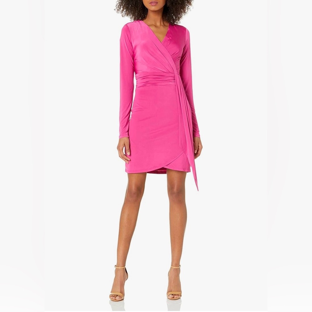 GUESS Long Sleeve V-Neck Dress with waist sash (size 8)